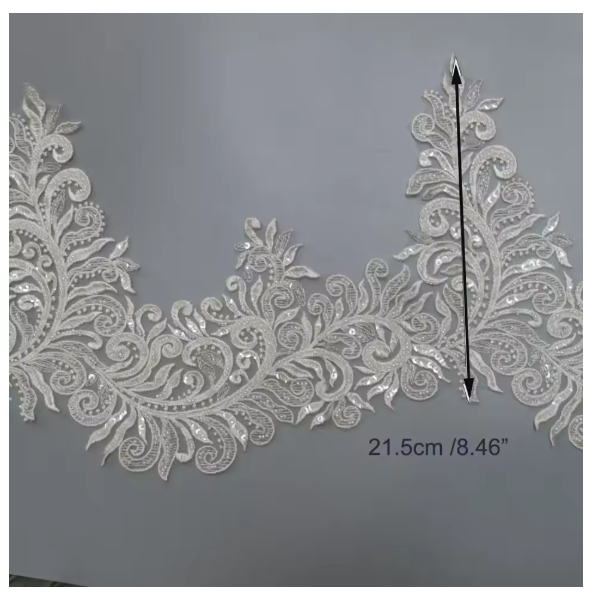 1yard luxury beaded embroidery lace appliques for wedding dresses Rhinestone applique patches Embroidery parches ropa