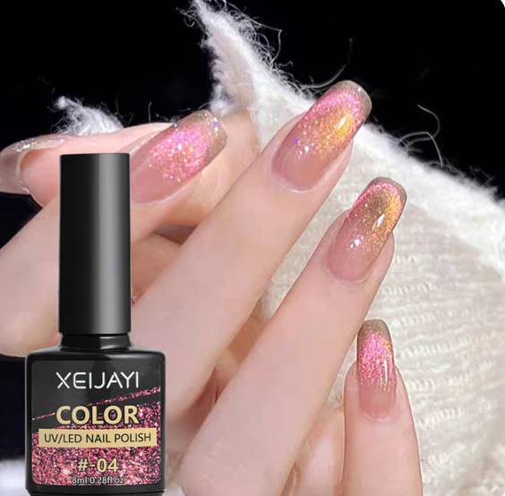 1Jar Flash Sparkling Galaxy Nail Cat Eye Gel Sparkling Holographic Cat Eye's Gel Reflective Semi-Permanent UV LED Cat Eye Gel