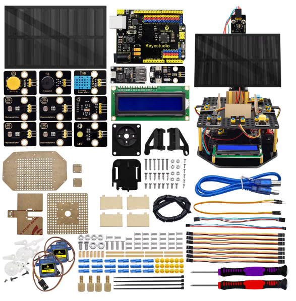 Keyestudio Acrylic Smart Solar Tracker System Tracking Starter Kit For Arduino STEM Programming Toys DIY Mobile Phone Charging