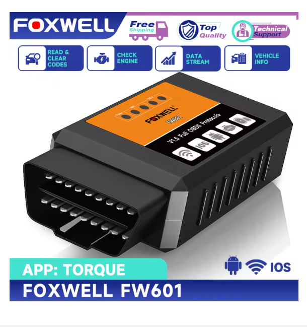 FOXWELL FW601 ELM327 V1.5 PIC18F25K80 Chip Bluetooth OBD2 Scanner Auto Scanner OBD2 Car Engine Scanner Fault Code Reader