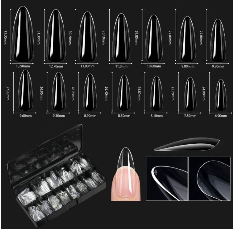 European and American special nail art nail tips transparent nail tips nail shape nail art traceless false nails boxed coffin nails cross-border supply