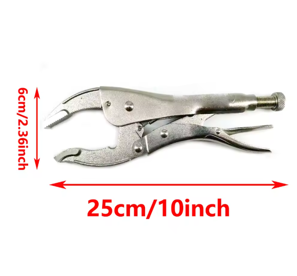 MacWork 10 Inch Light Handle Anti-Slip Pattern Carbon Steel Nickel Plated Width Mouth Locking Pliers for Woodwork or Welding