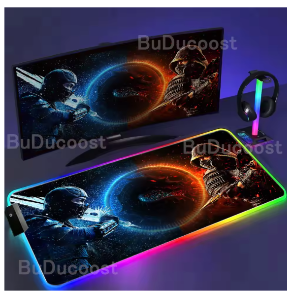 Gamer Desk Mat Lock Edge Keyboard Mat Cool Mausepad Large Anime Mouse Pad Gaming Accessories HD Print Mortal Kombat RGB Mousepad
