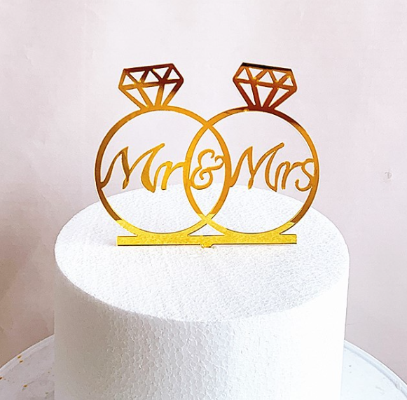 Chinese Valentine's Day baking cake decoration MR&MRS love wedding proposal acrylic cake card insert