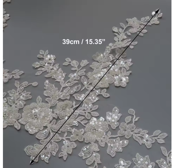 1yard luxury beaded embroidery lace appliques for wedding dresses Rhinestone applique patches Embroidery parches ropa