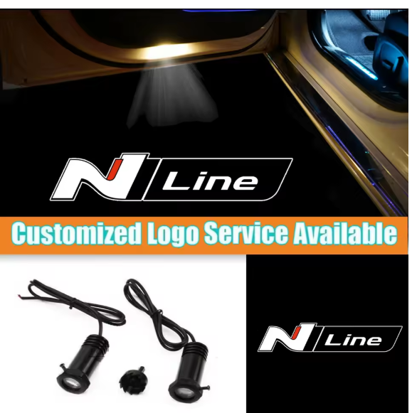 2pcs Car Door LED Shadow Laser N Line Logo Welcome Projection Light for Hyundai I30 2021 Sonata Elantra Veloster Kona Tucson