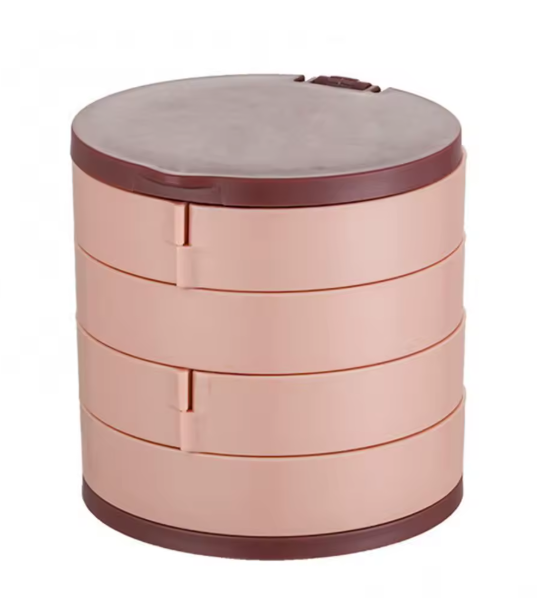 Rotatable Jewelry Organizer Storage Box 4 Layers Plastic Jewelry Case Dust-proof Jewelry Box with Mirror шкатулка для украшений