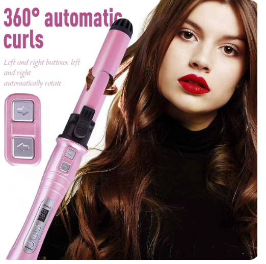 Automatic Hair Curling Iron with Anti-Scald Hot Brush LCD Display 1.25 Inch Ceramic Tourmaline Hair Curler 360 Crimp Hair Iron