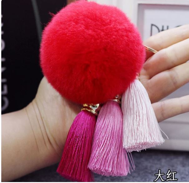 Fashion Keychains Fake Rabbit Fur Ball Key Chain Porte Clef Pompom De Fourrure Fluffy Bag Charms Bunny Keychain Keyring