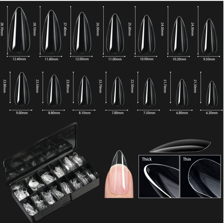 European and American special nail art nail tips transparent nail tips nail shape nail art traceless false nails boxed coffin nails cross-border supply