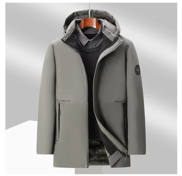 2024 New Men's Winter Jacket Business Fashion Thickened Graphene Warm Parka Male Casual Windproof Detachable Hooded Cotton Coat