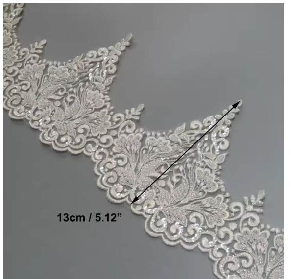 1yard luxury beaded embroidery lace appliques for wedding dresses Rhinestone applique patches Embroidery parches ropa