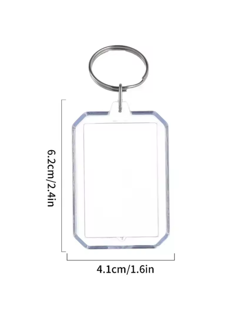 5/50pcs Transparent Rectangle Blank Acrylic Insert Keychain Photo Picture Frame Keyring Holder DIY Split Ring KeyChain Gifts