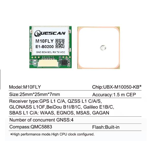 Quescan 10Hz M10 GPS Module with Compass 5883 GPS Galileo GLONASS Beidou for RC Airplane FPV INAV BF APM PIX Flight Controller
