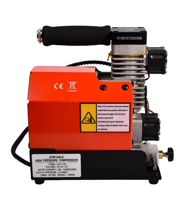 GX-CS2 30Mpa 300Bar 4500Psi 12V PCP Air Compressor 12V Portable High Pressure Pump for Diving Scuba Tank Car Pump Output 12L/min