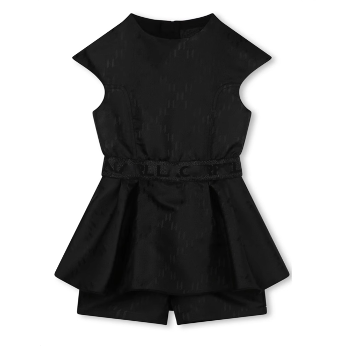 [Youyouyou Shirt] Girls' Black Jacquard Jumpsuit Shorts