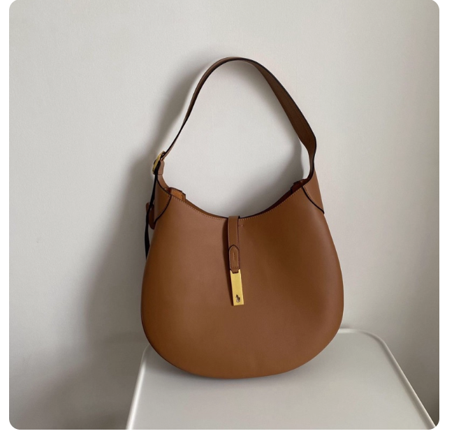 2024 new tote bag polo Zheng Xiujing same style croissant bag female commuter large capacity genuine leather underarm shoulder bag