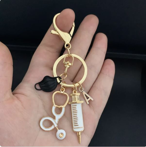 New Doctor Keychain Medical Tool Key Ring Injection Syringe Stethoscope Nurse Cap Key Chain Medico Gift DIY Jewelry Handmade