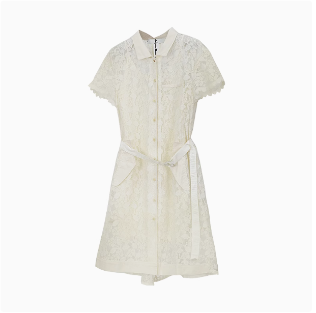 ise counter genuine polo collar lace dress new waist single-breasted medium-length skirt 1920739