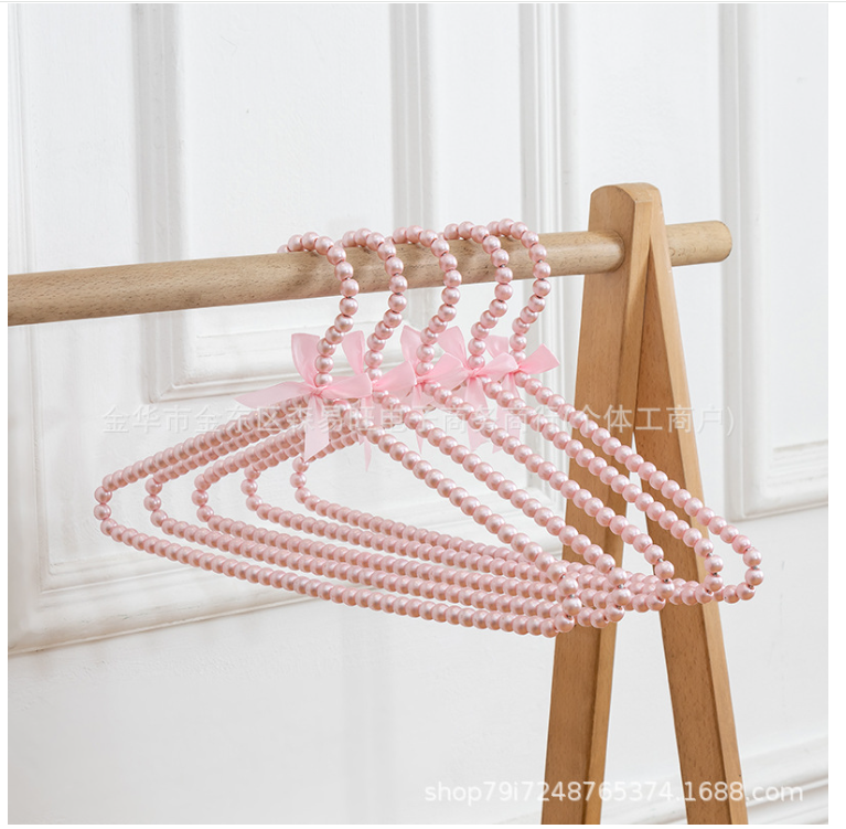 ins style girly heart pearl hanger wedding dress bow clothes rack princess fairy clothes hanger wardrobe support