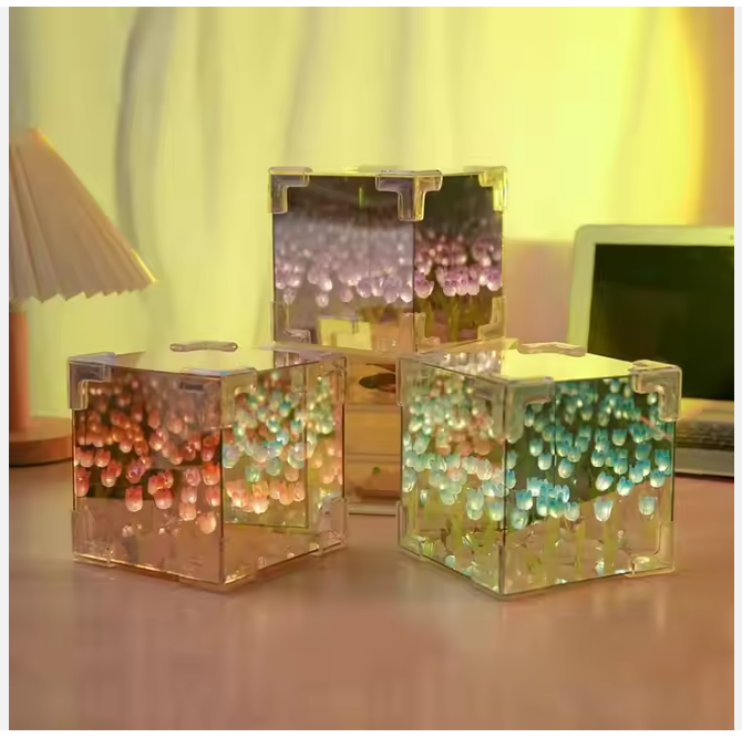 Pretty tulip night light DIY gift decorative restaurant bedroom living room battery table lamp