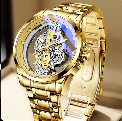 Luxury Design Custom Personalized Business Steel Skeleton Quartz Watch For Men