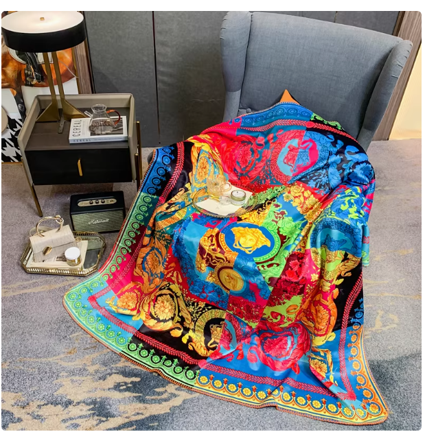 European and American high-end brocade fox fur blanket villa sofa decoration leisure blanket office nap car travel airplane cover blanket