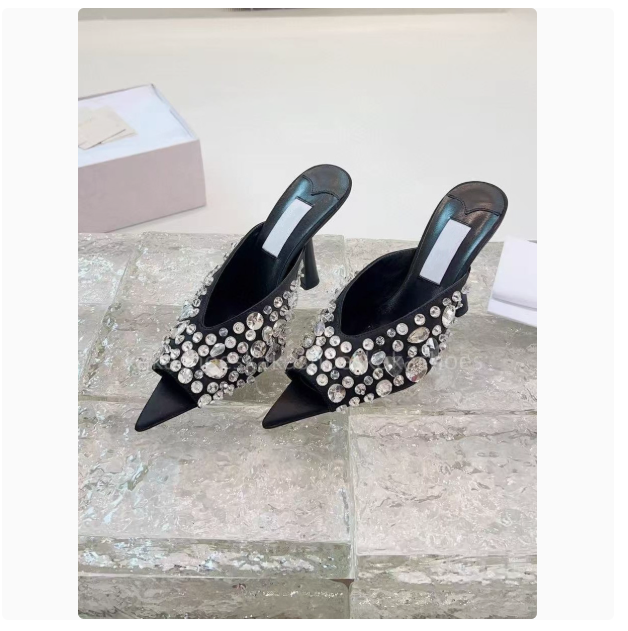 Kakashoes European station 25 new fashion rhinestone stiletto sandals fish fairy crystal mouth high heels