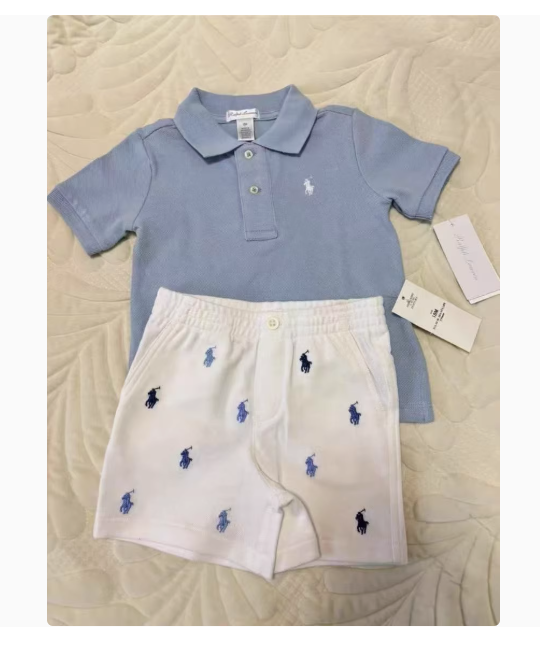 Pre-RL Lajia custom summer new gentleman style tennis prince embroidered pony polo boy handsome suit