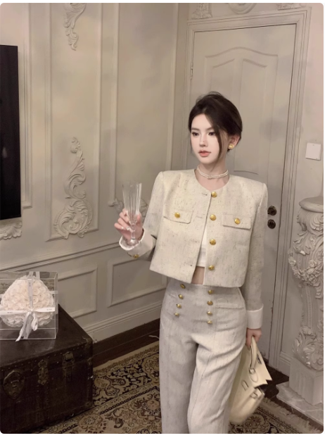 2024 Early Autumn and Winter High-end Temperament Celebrity Chanel Style Jacket Tops Trousers Professional Two-piece Suit Women's Trend