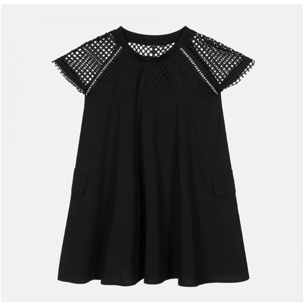 [Ready Stock] Girls Black Hollow Top Dress