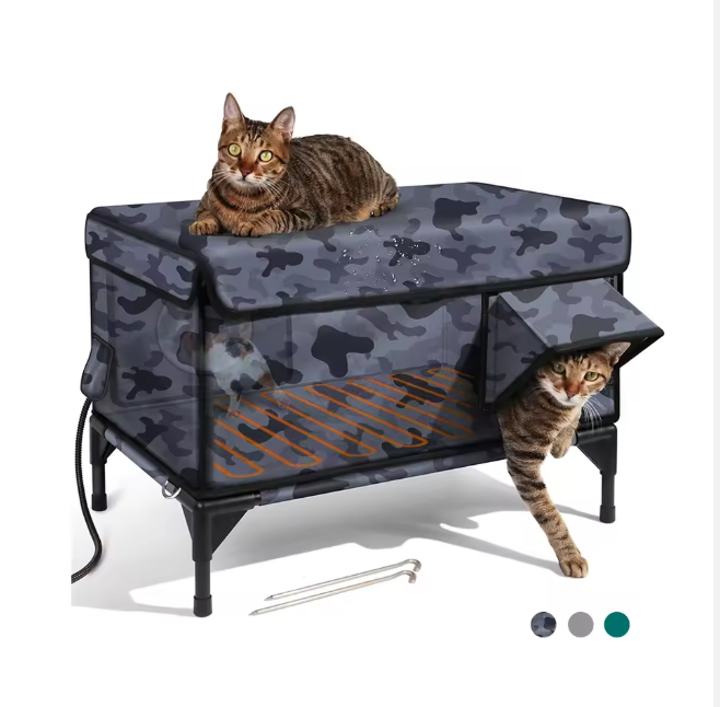 New Heated Cat House and Pet Mat Winter for Outside Insulated Outdoor Cat Shelter with Heater Waterproof Cat House for Pet