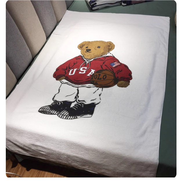 Limited quantity! Export-grade cartoon bear bath towels, suitable for home use, couples, men and women, all-cotton Xinjiang long-staple cotton, hotel wraps.