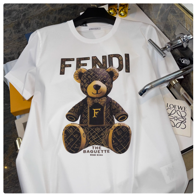 Luxury European goods! SUPIMA Pima Cotton F joint bear ice sense short-sleeved T-shirt top light luxury couple outfit men