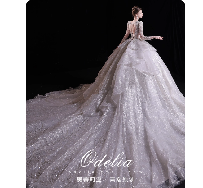 Odelia "Zhuo Zhuo" 2025 bride's main wedding dress beautiful main gauze dress bride heavy autumn and winter long tail