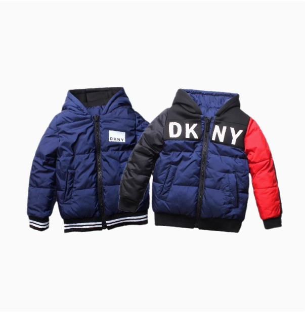 Boys' reversible thick warm splicing hooded cotton jacket foreign trade children's clothing children's winter cotton coat