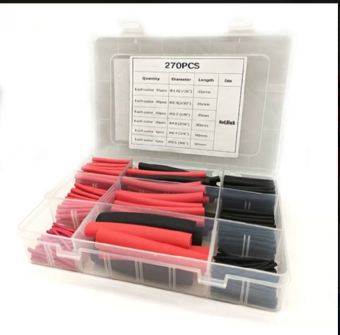 270pcs Black Red Double Wall Heat Shrink Tube With Glue Heat Shrink Tubing Kits 3:1 Heat Shrinkable Tubing With Adhesive