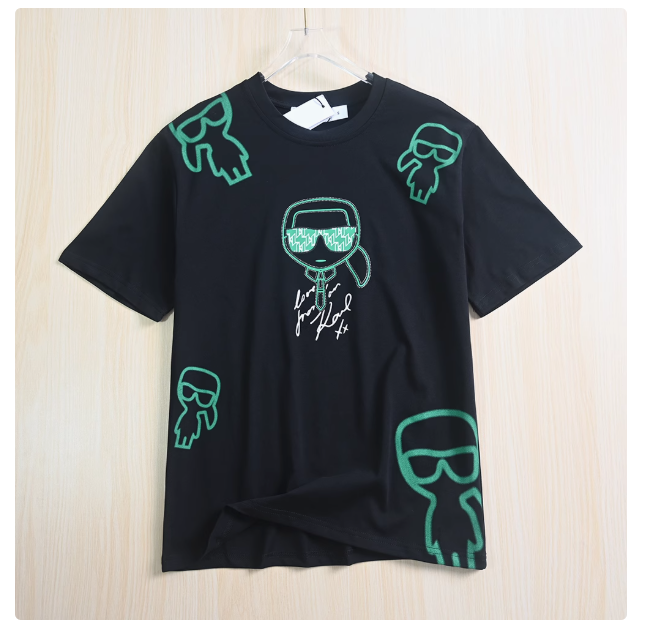 Men's clothing good goods 7/8 American K-line cotton offset printing casual loose straight round neck men's short-sleeved T-shirt