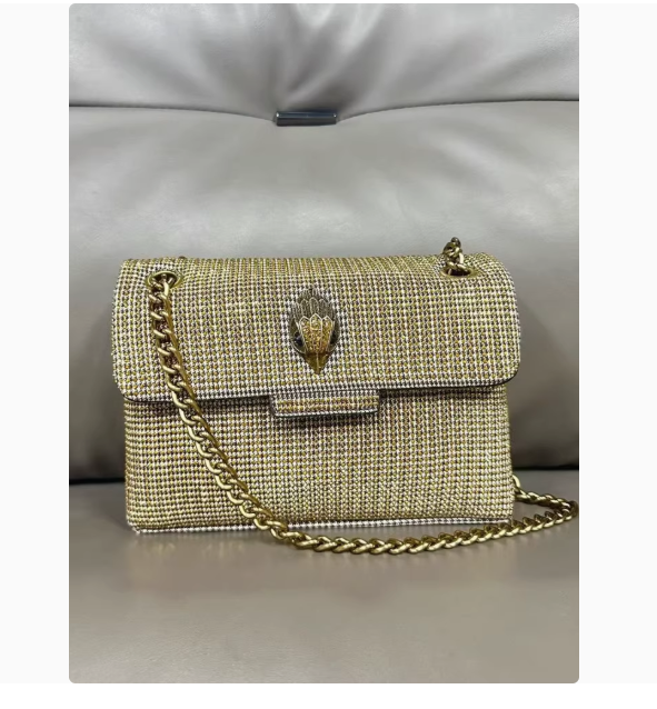2025 British foreign trade cross-border Kurt Geiger retro small square bag houndstooth shoulder chain bag messenger bag