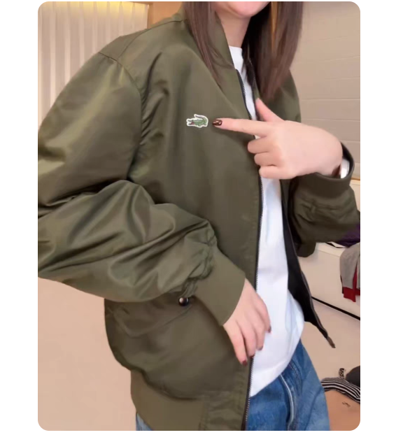 Lin Rou Rou [Crocodile Double-Sided Jacket] Casual Petite Short Top for Women, Spring and Autumn 2025