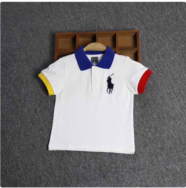 Boys short-sleeved T-shirts summer new children's clothing children's baby pure cotton lapel tops children's baby half-sleeved thin