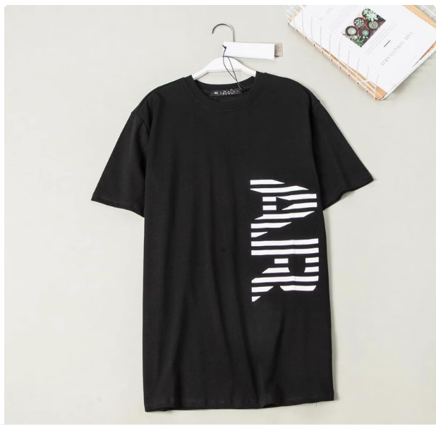 American K-line men's summer new arrival large letter print loose straight round neck short-sleeved T-shirt sports casual top