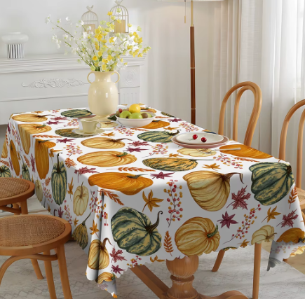 Autumn Pumpkin Tablecloth Printed Spill Resistant Festival Tablecloth for Thanksgiving Harvest Fall