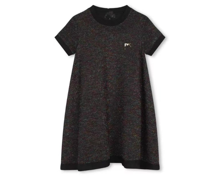 American DK original summer new girls' fashionable and stylish shiny silk short-sleeved dress slim stretch A-line skirt