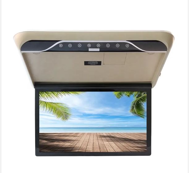 12 13 15 17.3 19 22 inch HD Car Wide Big Screen Roof Mount Flip Down LCD Car Monitor Bus TV Stereo MP5 Player Ceiling TV