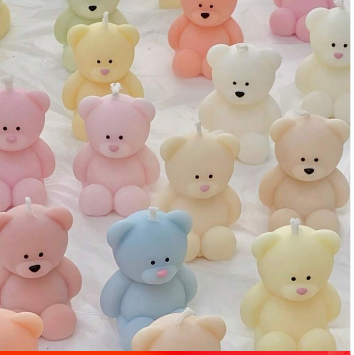 3d Sitting Bear Scented Candle Mold, Cute Bear Candle Making Silicone Resin Mold For Diy Animal Candles, Aromatherapy Soap, Home Wedding Party Decoration With Clay Crafts