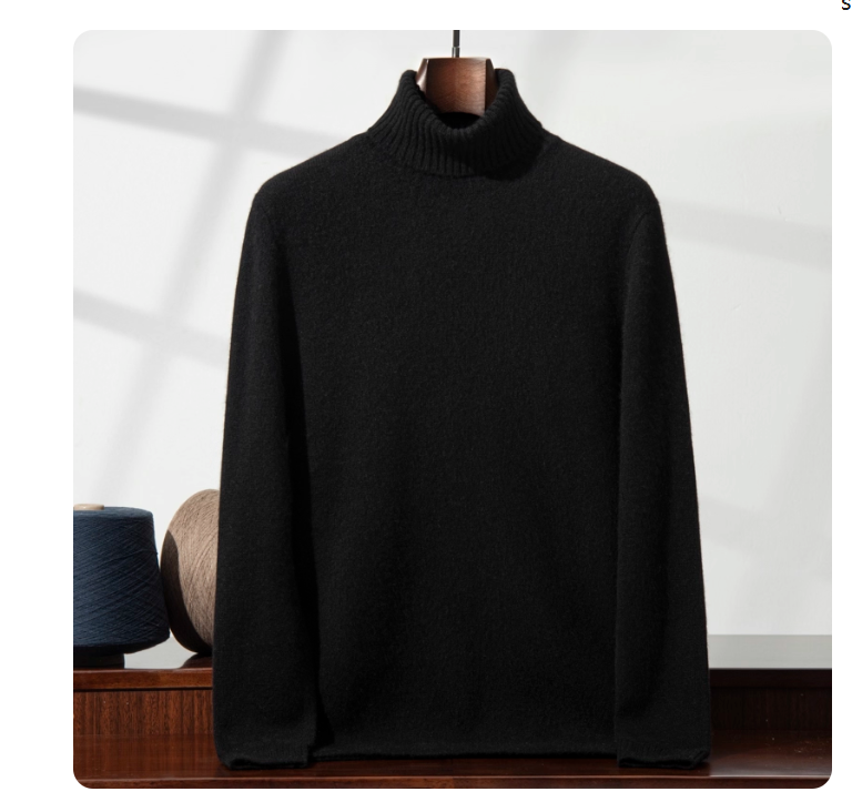 Thickened high collar cashmere sweater men's pullover bottoming sweater autumn and winter loose knitted sweater inner wear solid color double strands