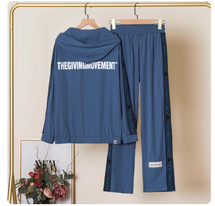 2024 new TGM hooded casual sports suit women's autumn fashion high-end wide-leg pants two-piece suit