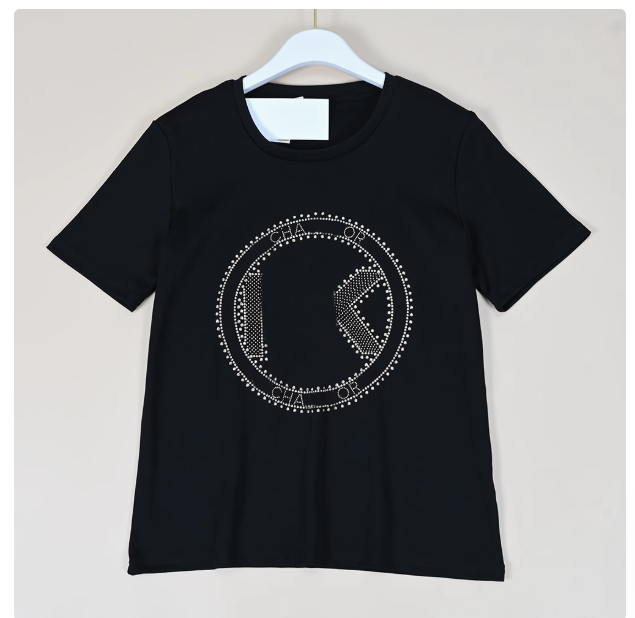 The new style of American K series women's hot diamond K round neck short-sleeved T-shirt is simple and versatile casual short-sleeved T-shirt top