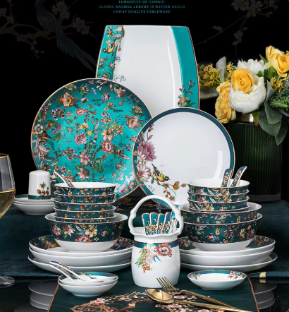 Tableware Set Household Dinnerware Bone China Bowls and Dishes Luxury Tableware Set